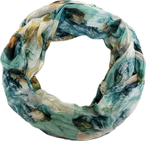 Jeamis blommor mandala silke loop gradient vår rund halsduk regnbåge unisex sommar lätt halsduk stola prickar, Blommor 25A mint, 160 x 48 cm