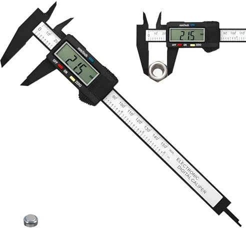 Digital Vernier Caliper, 150mm 0-6, Digital Micrometer, Electronic Calipers Measuring Tool with Large LCD Screen and MM/Inch Unit Conversion, Auto-off