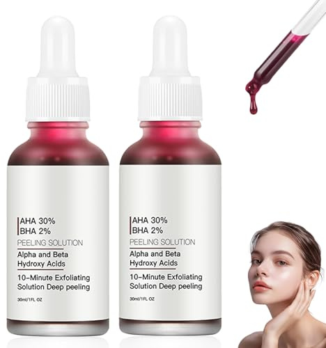AHA 30% + BHA 2% Peeling Solution, 2PCS Peeling-Lösung AHA 30% + BHA 2%, PeelingExfoliate Serum für glatte Haut, Fruchtsäurepeeling Gesichtsserum für Porenreinigung, Feine Linien und Strahlende Haut
