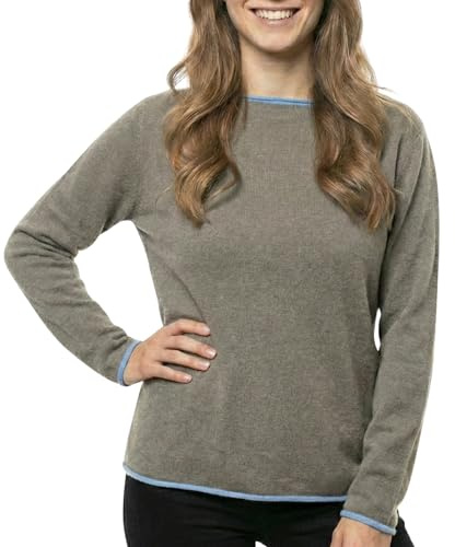 Maglifilo Maglione Donna Misto Cashmere, Girocollo con Profilo per Comfort e Stile – Morbido, Caldo e Traspirante in Maglia Rasata – Elegante e Versatile, Taglia Unica (Nocciola)