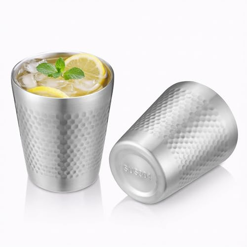 Otopone 2 Pack Stainless Steel Cup, 300Ml Stackable Camping Mug, Metal Cup for Beer, Water, Coffee, Travel and Outdoor