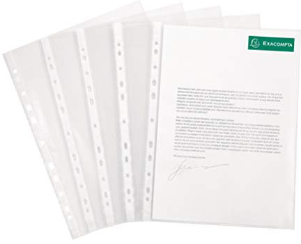 Exacompta 5310E 10er Pack PP-Kunststoff Prospekthüllen Standard. Für DIN A4 transparent glasklar oben und seitlich offen Klarsichtfolie Klarsichthülle ideal für Ordner Ringbücher und Hefter