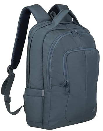 Rivacase 8460 ECO Bulker Laptop Rucksack 23L bis 17.3 Zoll - 31 x 46 x 18 cm – Geräumiges Handgepäck mit Trolley Befestigung – großer Notebook Backpack für Damen und Herren (Aquamarine)