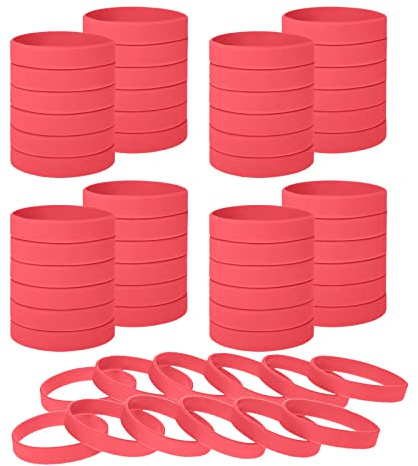 GOGO 60 PCS Silicone Bracelets Adult-Sized Rubber Band Bracelets Wristbands for Party - Red