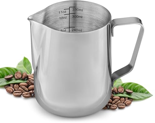 Zulay Kitchen â € pitcher mousser « le meilleur fouets à lait steamer cup - facile à lire creamer mesures à l'intérieur - la production de mousse pour le café matcha chai latte cappuccino et chocola