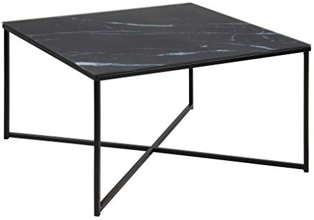 AC Design Furniture Couchtisch Antje, B: 80 x T:80 x H: 45 cm, Glas, Schwarz