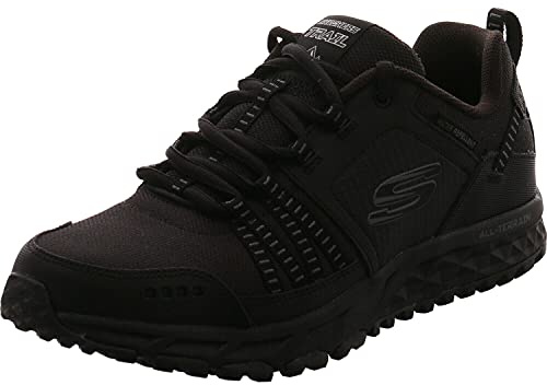 Skechers Escape Plan, Scarpe da Escursionismo Uomo, Nero Black Leather Mesh Trim Bbk, 45 EU