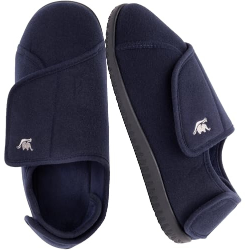 EUROPEAN SOFTEST Mens Slippers - Wide House Shoes with Adjustable Straps, Diabetic & Arthritis Comfort, Swollen Feet Support, Indoor/Outdoor, Memory Foam Insoles