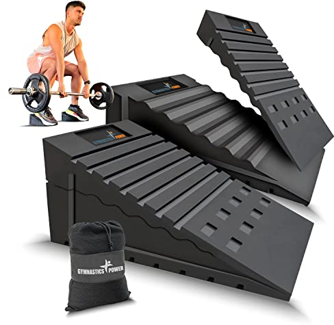 Gymnastics Power Verstellbare Kniebeugen-Keilblöcke (4 Stück) rutschfeste Kniebeugenrampe, Kreuzhebekeil, Wadendehner, schräge Brett, Neigungsbrett zur Verbesserung der Physiotherapie