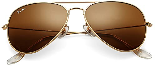 Pro Acme Sonnenbrille Herren Damen Klassische Pilotenbrille Glaslinse Fliegerbrille Unisex Piloten Sonnenbrille (Gold Rahmen/Braun Linse)