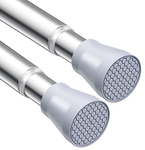 AIZESI Tension Rods for Windows 70-130cm Adjustable,Silver (2-pack) | Extendable adjustable pole 28-48in:22mm.Tension rods for curtains,windows,bathroom & clothes hanging,tool-free drill-free.