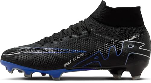 Nike Zoom Superfly 9 PRO Fg, Soccer Shoe Uomo, Black/Chrome-Hyper Royal, 43 EU