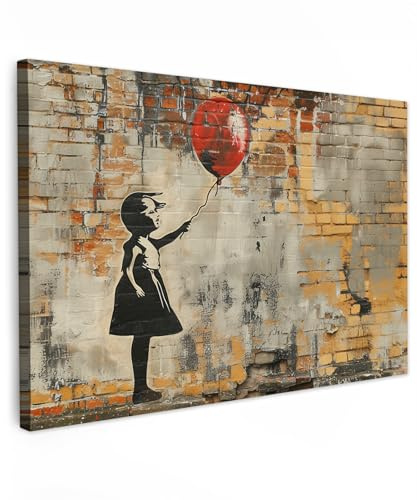 MuchoWow© Quadri Astratti su Tela 120x80 cm Foto Quadro Moderno Soggiorno Canvas Decorazioni Camera da Letto Graffiti - Banksy - Ragazza - Arte di strada