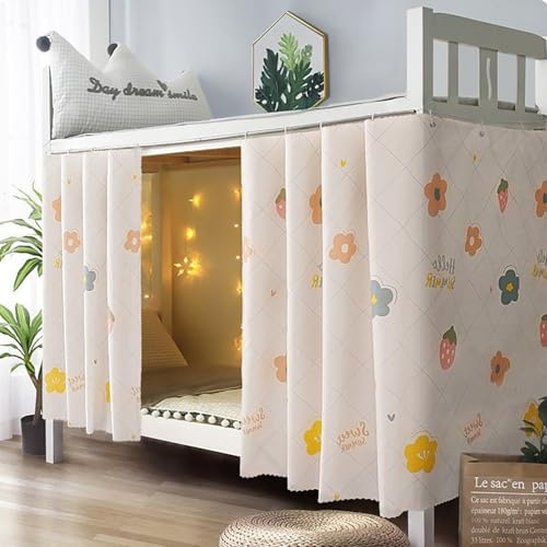 ITODA Students Bunk Bed Curtain Bottom Canopy Bed Curtains Dustproof Blackout Drapery Mosquito Protection Nets Bedding Tent Dormitory Shading Cloth for Single Bed (Beige,(2 Pcs))