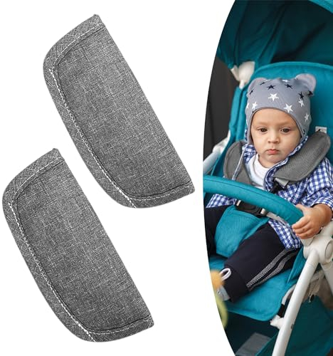 1 par de almohadillas grises para correas de hombro, almohadillas para cinturón de seguridad de coche, almohadillas para correas de asiento de coche para bebé, correas para cochecito