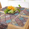 ABAKUHAUS Mandala Tischläufer & 4 Stück Tischsets, Buntes Mosaik-Fliesen-Muster mit abstrakten ethnischen ethnischen Elementen Türkische Kultur, Tischdeko-Set, 180 x 40 cm, Lachs Aqua