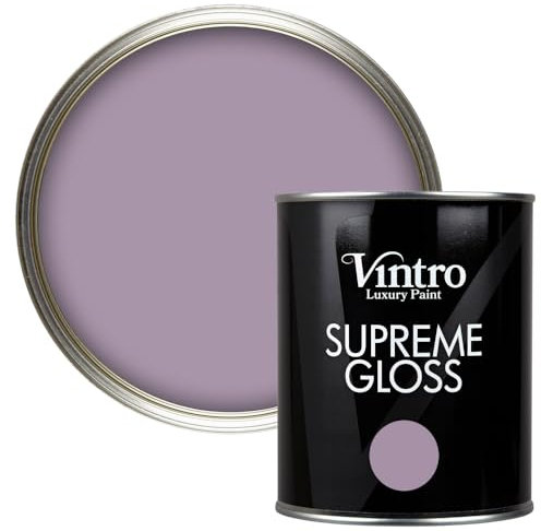 Vintro Paint | Gloss Paint | for Walls | Wood | Trim | Gloss Furniture Paint | Interior & Exterior Use. 1 Litre (Lilac - Amethyst)