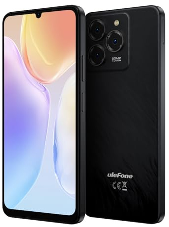 Ulefone Android 14 Cellulare NOTE 20 PRO, 6,75'' HD+ Grande Schermo, 8GB RAM+256GB ROM, 50MP+8MP+2MP, Smartphone DUAL SIM, Batteria 6000mAh, Impronte Digitali+Riconoscimento Facciale, GPS, Nero