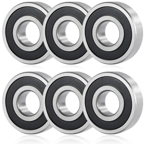 EORPAVU Rodamientos de skateboards, 6 rodamientos de bolas 608RS en miniatura, rodamientos rígidos de bolas de metal, doble escudo para monopatines, scooters (8 mm x 22 mm x 7 mm)