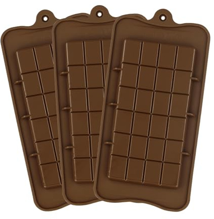 Juego de 3 moldes de silicona para chocolate, moldes antiadherentes para magdalenas y barritas energéticas, moldes de chocolate, moldes de silicona para magdalenas, moldes para magdalenas