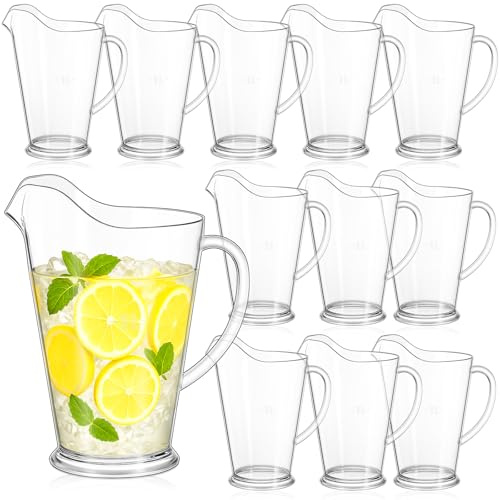 Tessco 12 Pcs Plastic Pitchers 60 Oz Clear Water Beer Jug Large,Stylish