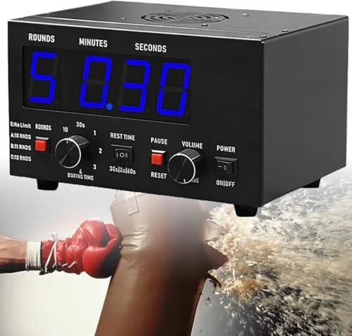 Temporizador De Intervalos De Boxeo Clásico, Temporizador De Gimnasia Profesional con Pantalla Led, Rondas De Desafío De 1 A 12 Y Timbre De Ajuste, Entrenamiento De 30 A 10 Minutos, Blue