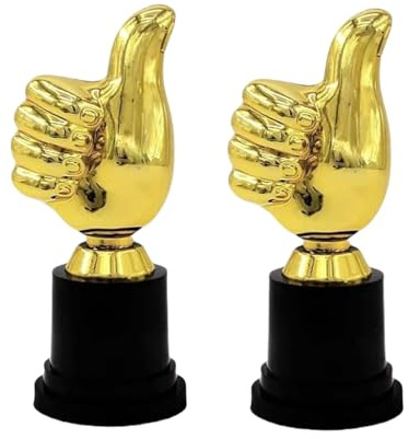 JFangZHZH Plastiktrophäe Als Auszeichnung,2 Stück Pokale Kinder,Daumen Trophäe,Medaillen Trophäe,Gold Award Trophies Party Bevorzugt,Für Unterrichtsbelohnungen,Preisverleihung Party Sport Gewinner