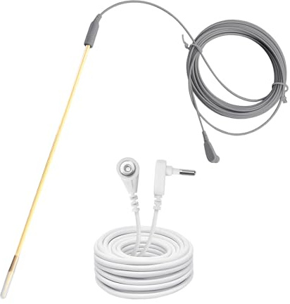 KLASLAV Copper Grounding Rod,Female Ground Cord,with 40ft Female Ground Cord,Connected Earth with Grounding Sheets,Grounding Mat for Bed,Pillowcase,Mattress Pad