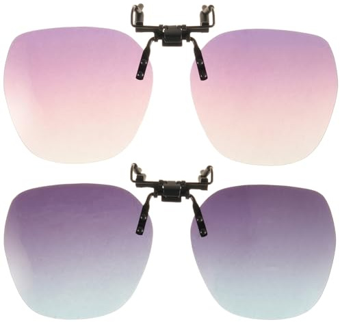 WATIIFUFU Lot de 2 Lunettes de Soleil Polarisées à Clip Verres Relevables Gris Bleu et Rose Clair Protection UV Anti-Éblouissement pour Conduite et Activités en Plein Air Unisexe