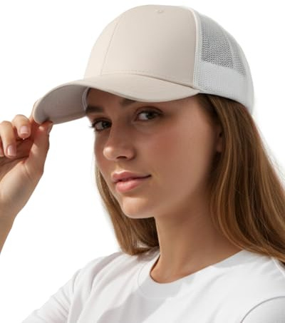 Zylioo Gorras de verano S/M/L/XL/XXL, gorras de béisbol para cabezas grandes y pequeñas, gorra de correr con protección solar, Beige-blanco, M-L
