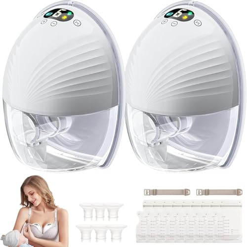 Tiralatte a mani libere, tiralatte portatile elettrico indossabile, estrattore di latte senza fili, display LCD, 3 modalità e 9 livelli, senza dolore, a basso rumore, pompa per l'allattamento al seno