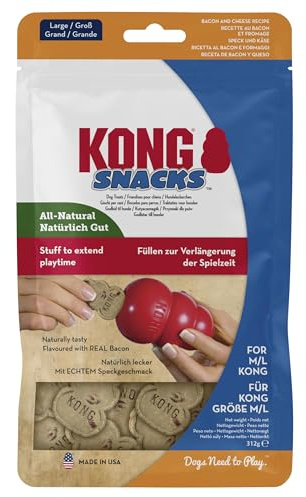 KONG Snacks - All Natural Dog Biscuit Treats - Bacon & Cheese Flavour, For Large KONG Toys