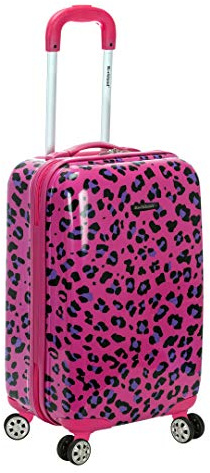 Rockland Safari Hardside Spinner Wheel Luggage, Magenta Leopard, Carry-On 20-Inch, Safari Hardside Spinner Wheel Luggage