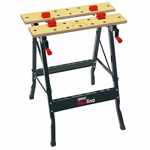 Draper Portable Folding Work Bench | Dual Clamping Action | 12 Holes for Work Clamping Dogs | Heavy Duty Steel Frame | 68027