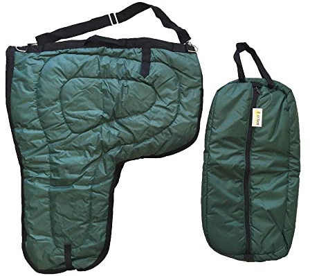 AJ Tack Western Padded Saddle and Bridle Carrier Set Green