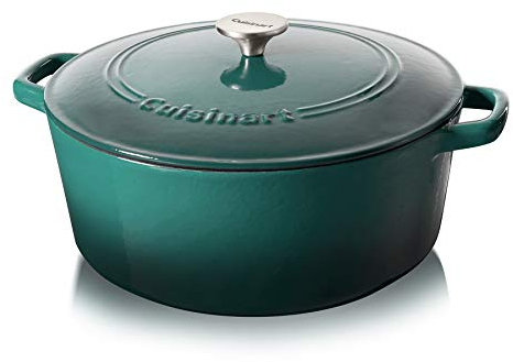Cuisinart Chef's Classic Schmortopf aus emailliertem Gusseisen, rund, mit Deckel, Blaugrün Farbverlauf, 7 Liter