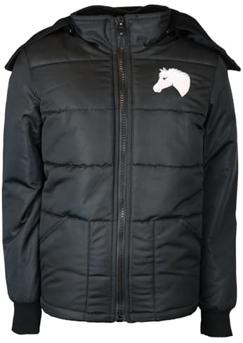 MS-Trachten Mia - Giacca Invernale da Equitazione, Imbottita, per Bambini, Colore: Nero, 134/140