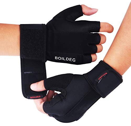 boildeg Gant Fitness, Gants de Sport avec Soutien au Poignet pour Levage de Poids d’Entraînement, Protection Paume Forte Adhérence Gants de Musculation pour Hommes et Femmes