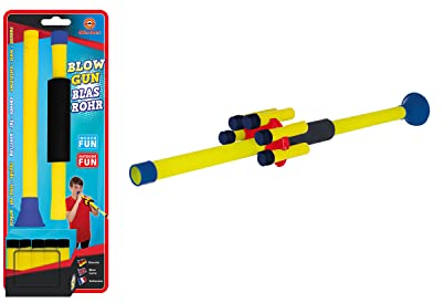 Günther Flugspiele 1555 - Blasrohr Blowgun, ca. 46 cm langes Pusterohr mit 5 Schaumstoff-Raketen, Raketen Spielzeug für Kinder ab 5 Jahren, für drinnen und draußen