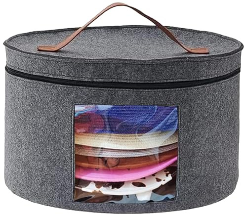 SharpCost Boîte à chapeau de boxe pour femmes - Rangement de voyage - Grande boîte ronde - Porte-chapeau - Organisateur - Large bord - Cowboy - Hommes - Casquettes de cowboys - Boîte de rangement