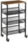 YBING 4 Ebenen Regalwagen mit Holzplatte, Küchenwagen, Servierwagen aus Metall B‘44 x T‘29 x H‘76,5 cm Regal auf Rollen für Küche, Badezimmer, Wohnzimmer, Büro (Schwarz)
