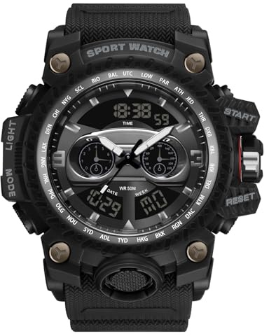 RORIOS Relojes Deportivos para Hombre Multifuncional Militar Relojes Resistente al Agua Digital Relojes con Alarma Electrónica Relojes de Pulsera