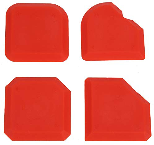 Sealant Scraper Cleaning Tool Kit, 4pcs/Set Caulk Finishing Tool Silicone Sealant Remover Smoother Finisher Scraper Cleaner Caulking Tool Kit for Kitchen Bathroom Window Floor Joint, Red
