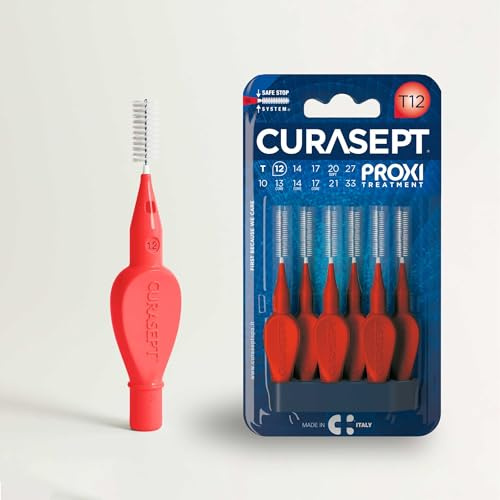 CURASEPT Scovolini Dentali Originali | Spazzolini interdentali Proxi T12 (filo 1,2 mm) | Rosso| Pulizia Profonda della Placca | Setole Nylon Ultra-flesse, Manico Ergonomico | 6 pz x confezione
