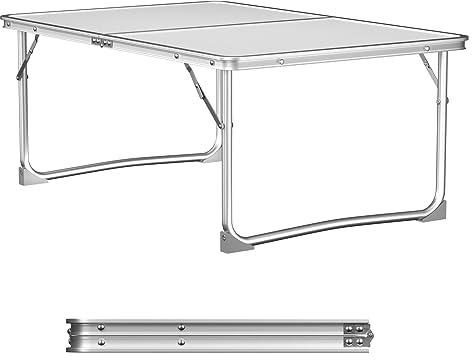 Bowose 60cm x 40cm Frühstückstablett Essenstablett mit Füßen, Aluminium-Klapptisch Laptop-Tisch Gartentisch, 40KG Kapazität, leichtes tragbares Bett-Tablett mit Anti-Rutsch-Füßen, weiß
