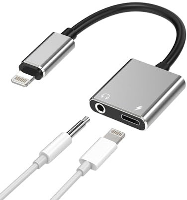 Adattatore 3,5 Jack Cuffiette 2 in 1 Cavo Aux Cuffie Accessori Lightning Caricatore per Apple Iphone 14 13 12 11 Pro Max 7 8 Plus X SE XS XR per iPad Air Auricolari Caricabatterie Spinotto Sdoppiatore