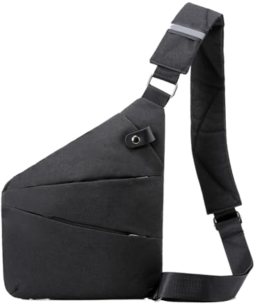 Anti Diebstahl Tasche Damen Diebstahlsichere Reisetasche Tasche Diebstahlsicher Brusttasche Sichere Tasche Anti Theft Travel Bag Flex Tasche Umhängetasche Bodybag Rechtshänder (Schwarz)