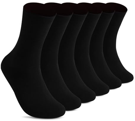 YOUCHAN 6 Paires de Chaussettes Pour Hommes Femme Classiques Confortable Respirantes Coton Chaussettes Noir 39-42
