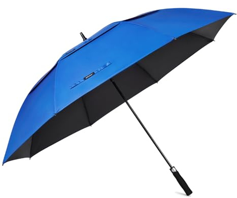 G4Free 54 Inch UV Protection Golf Umbrella Auto Open Vented Double Canopy Oversize Extra Large Windproof Sun Rain Umbrellas (Royal Blue/Black)