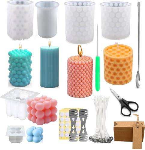 Darkyoun Kerzenformen zum Gießen Kerzen Selber Machen set Kerzen Form Silikon Bubble Kerzen Formen Silikonform Kerzen Selber Machen set für DIY Aromatherapie Kerzen Herstellung Supplies 6STK set